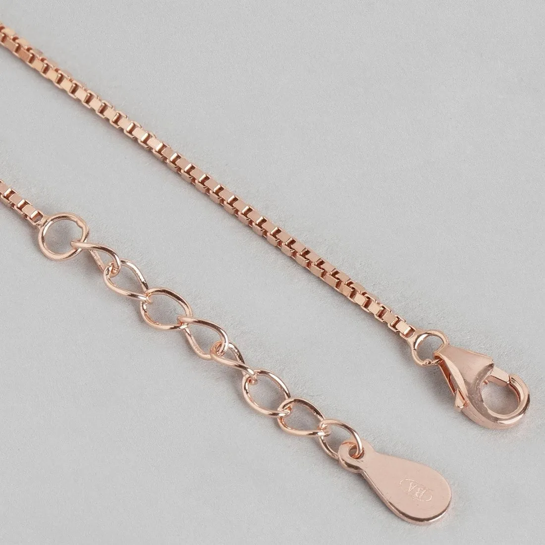 Heart Cubic Zirconia Rose Gold Plated 925 Sterling Silver Anklet