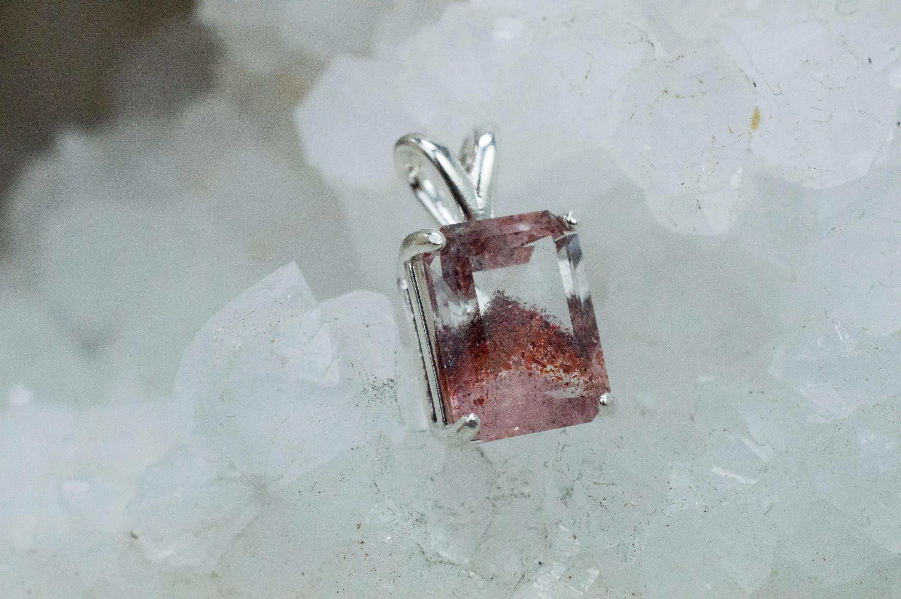 Hematite Quartz Pendant; Natural Untreated Tanzania Fire and Ice Quartz; 4.775cts