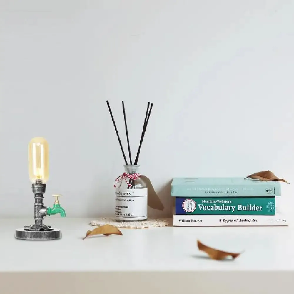 Industrial Capsule Shade Table Light with LED Bulbs and Water Tap Deco for Living Room