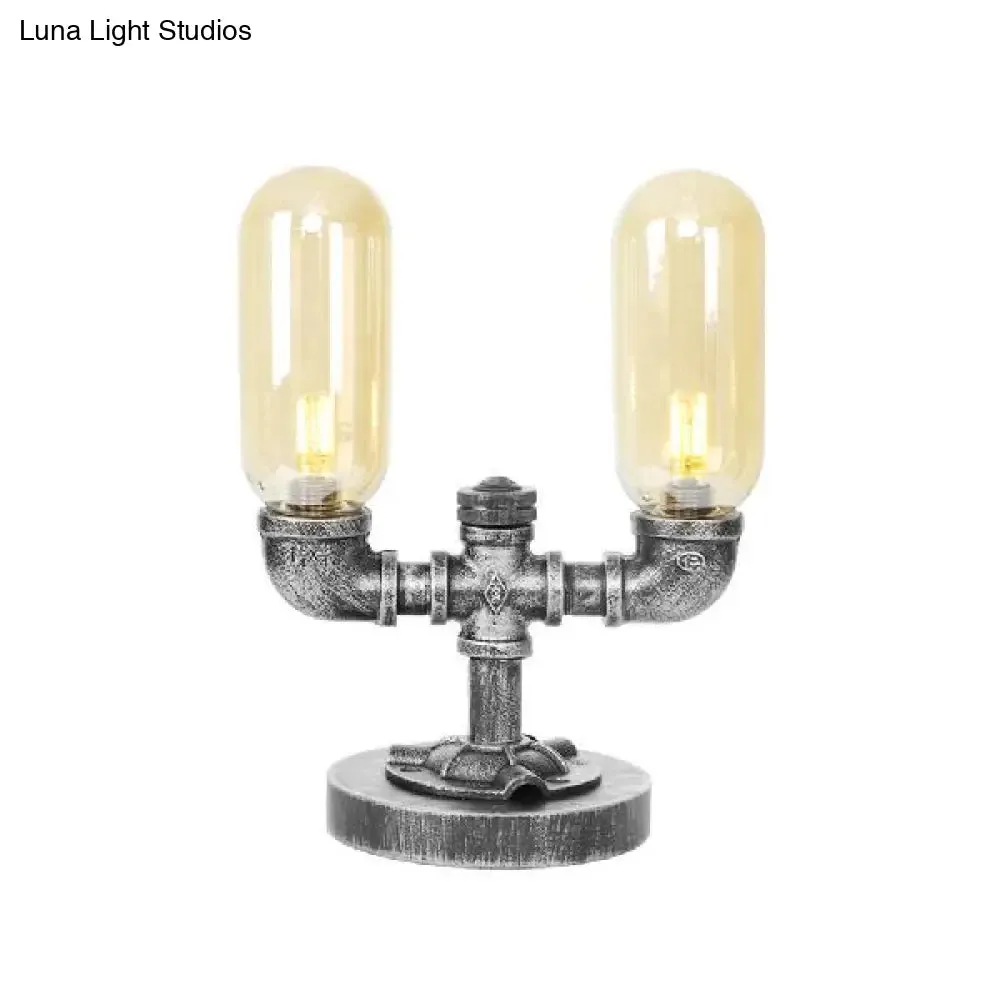 Industrial Capsule Shade Table Light with LED Bulbs and Water Tap Deco for Living Room