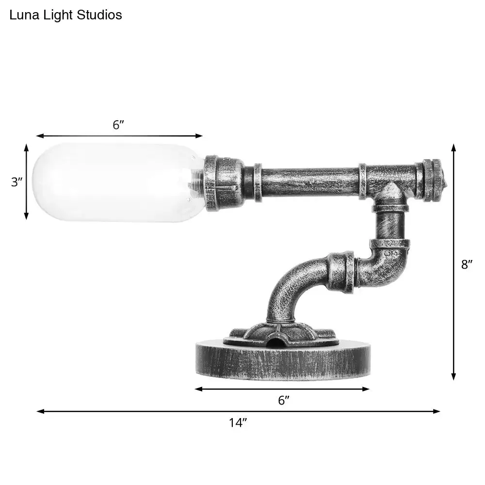 Industrial Capsule Shade Table Light with LED Bulbs and Water Tap Deco for Living Room