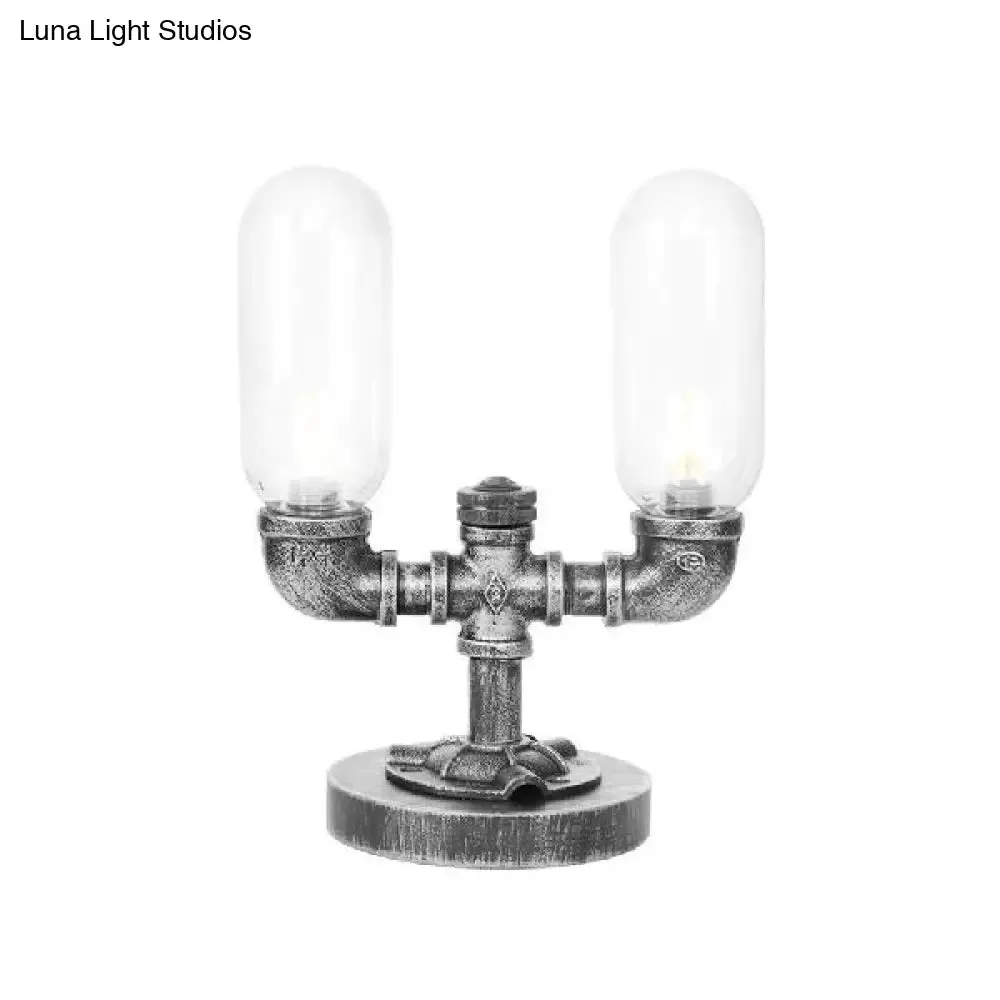 Industrial Capsule Shade Table Light with LED Bulbs and Water Tap Deco for Living Room