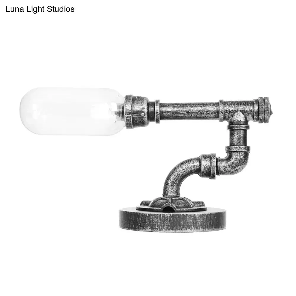 Industrial Capsule Shade Table Light with LED Bulbs and Water Tap Deco for Living Room