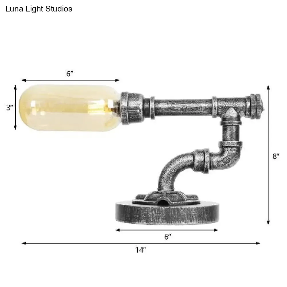 Industrial Capsule Shade Table Light with LED Bulbs and Water Tap Deco for Living Room