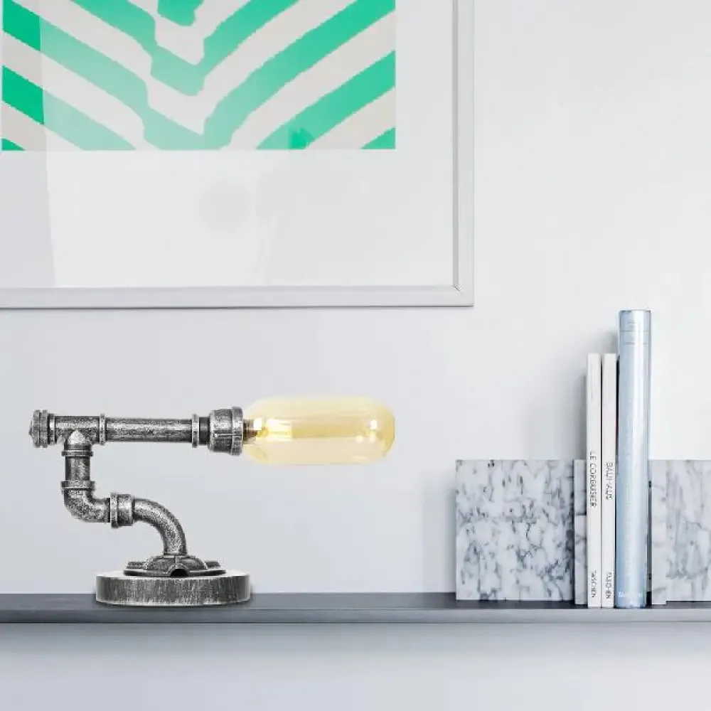 Industrial Capsule Shade Table Light with LED Bulbs and Water Tap Deco for Living Room
