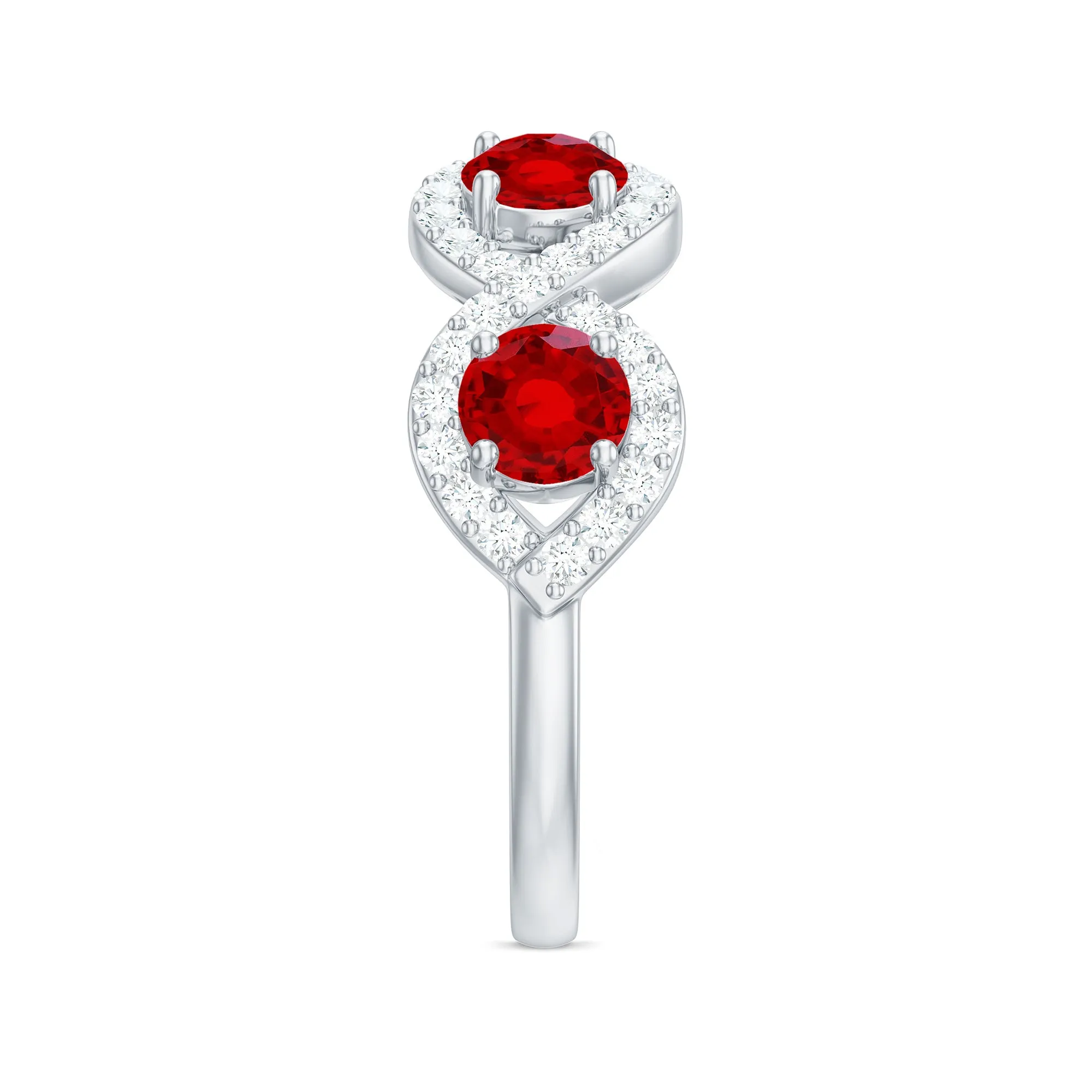 Lab-Created Ruby and Diamond Braided Half Eternity Band Ring