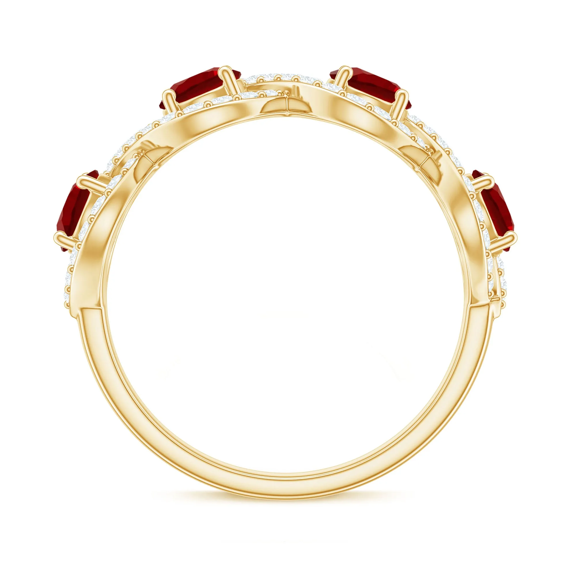 Lab-Created Ruby and Diamond Braided Half Eternity Band Ring