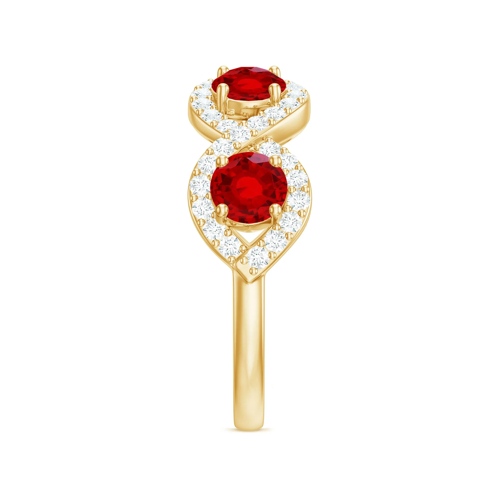 Lab-Created Ruby and Diamond Braided Half Eternity Band Ring