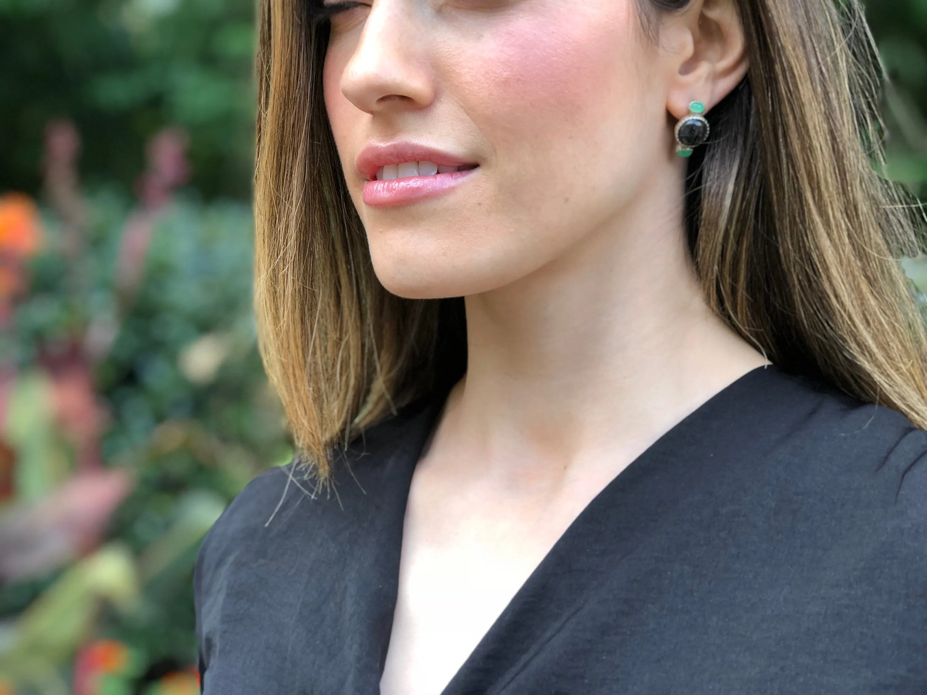 Large Black Earrings - Quartz Earrings - Vintage Drop Earrings