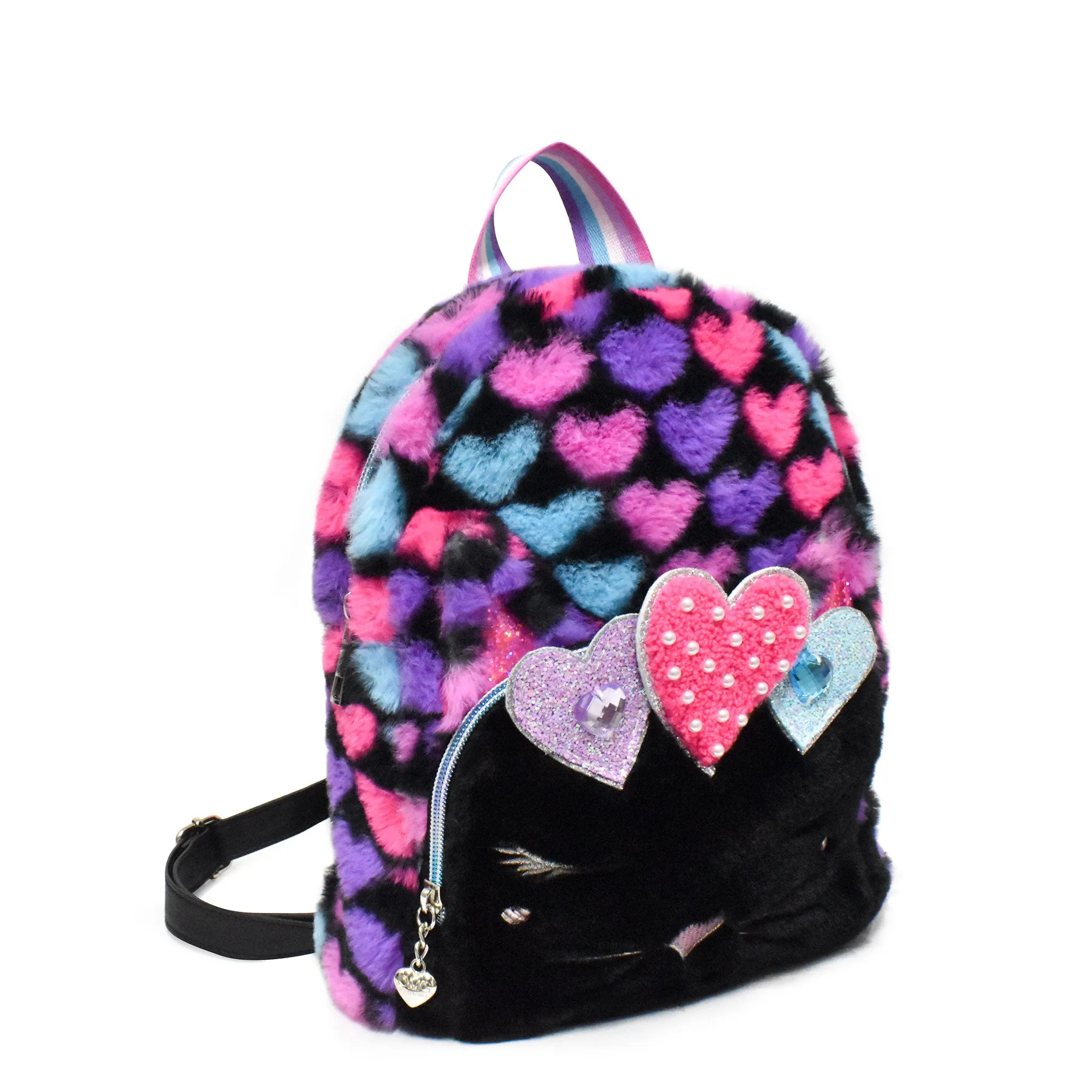 Miss Bella Kitty Cat Plush Heart-Printed Mini Backpack
