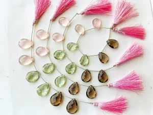 Multiple Gemstone Faceted Pear Shape Briolette Beads