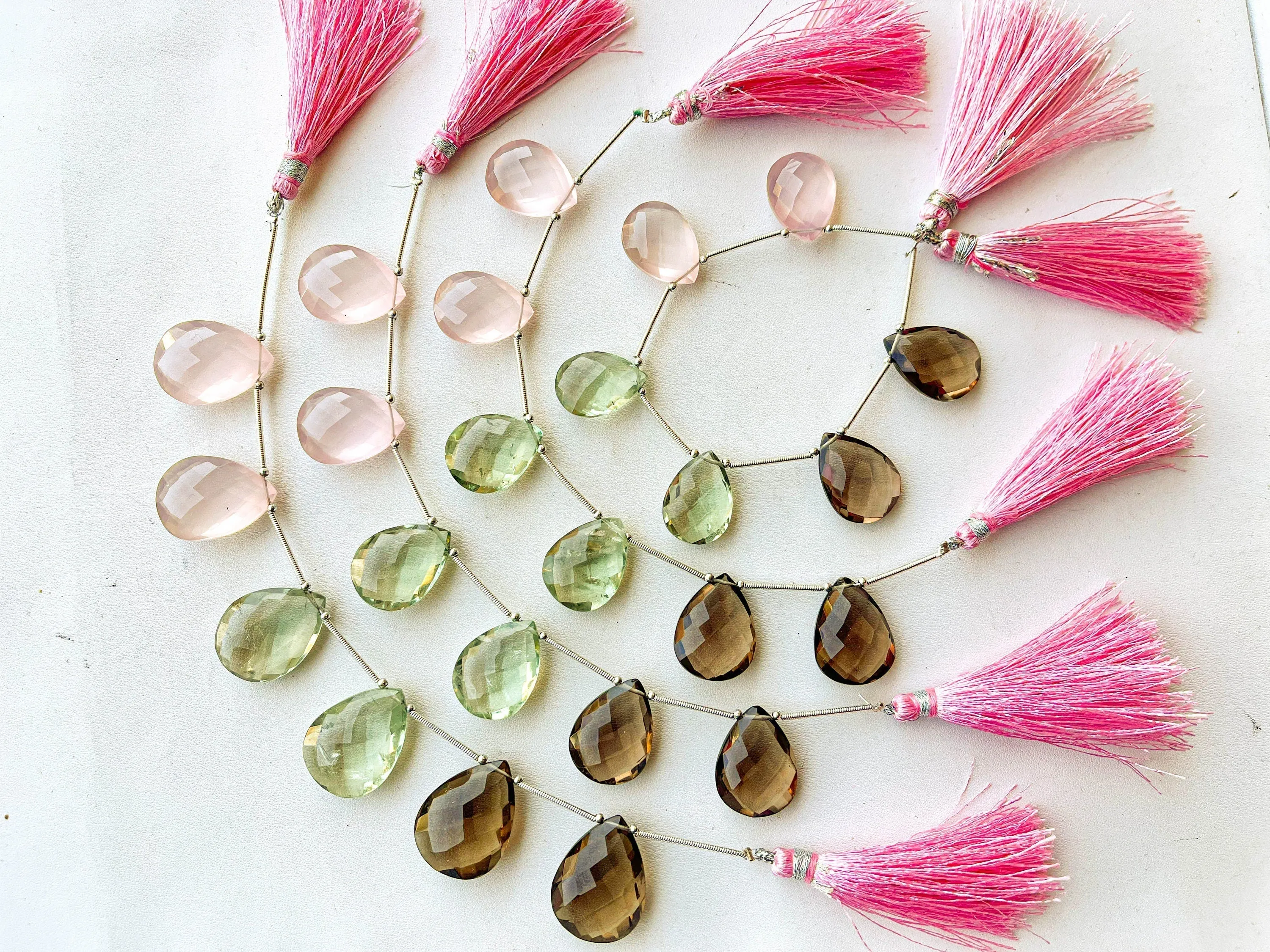 Multiple Gemstone Faceted Pear Shape Briolette Beads