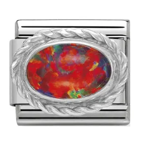 NOMINATION Link Silver and Red Opal Oval