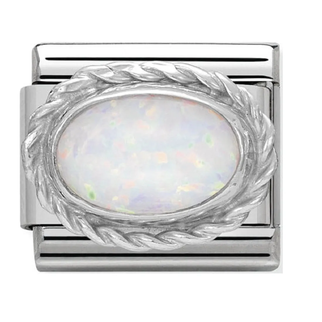 NOMINATION Link Silver and White Opal Oval