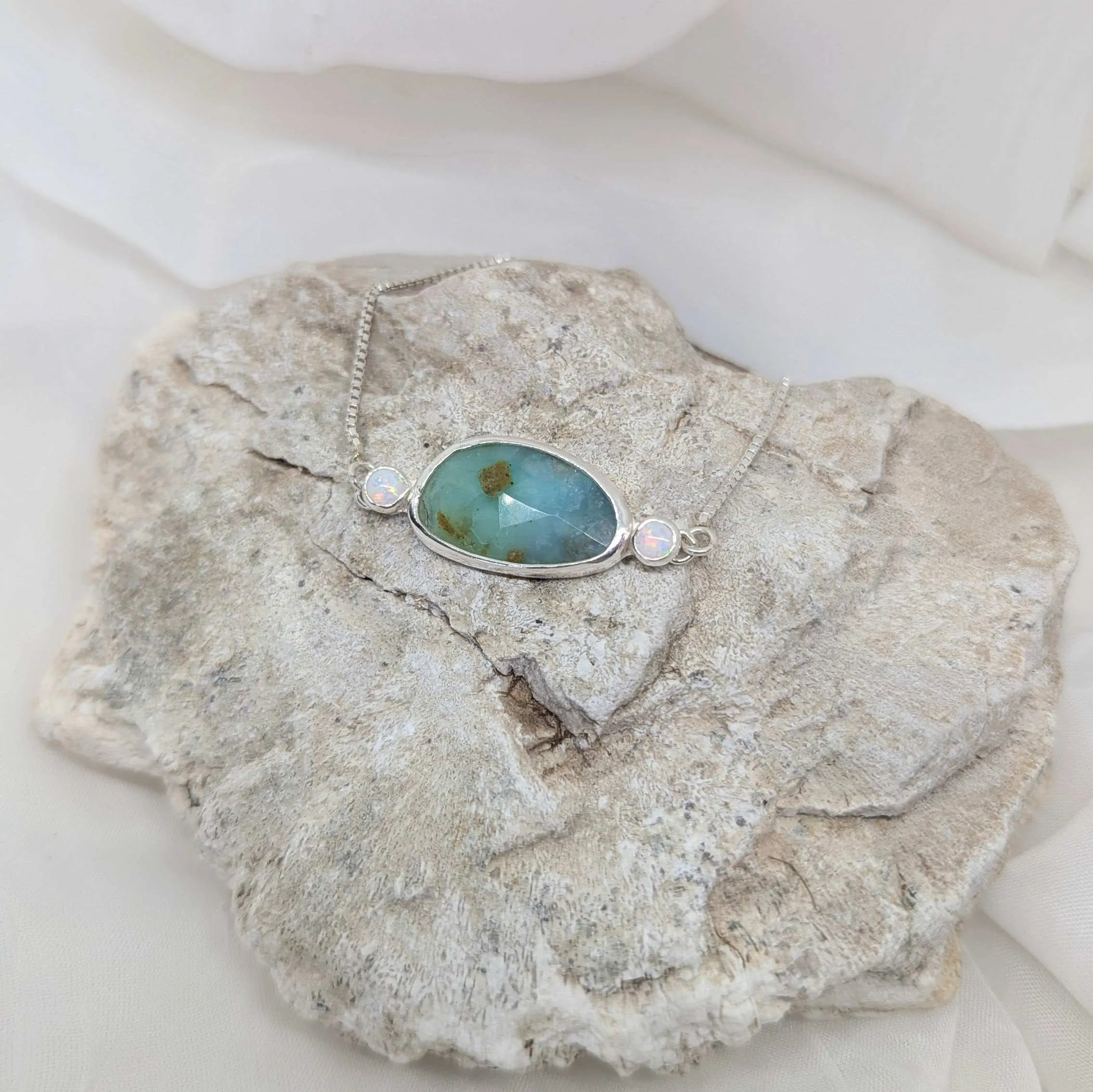 Peruvian opal & two small white opals bracelet