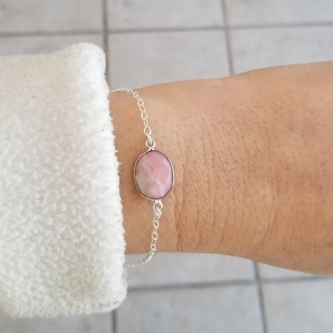 Pink Opal Bracelet, Christmas Gift for Her