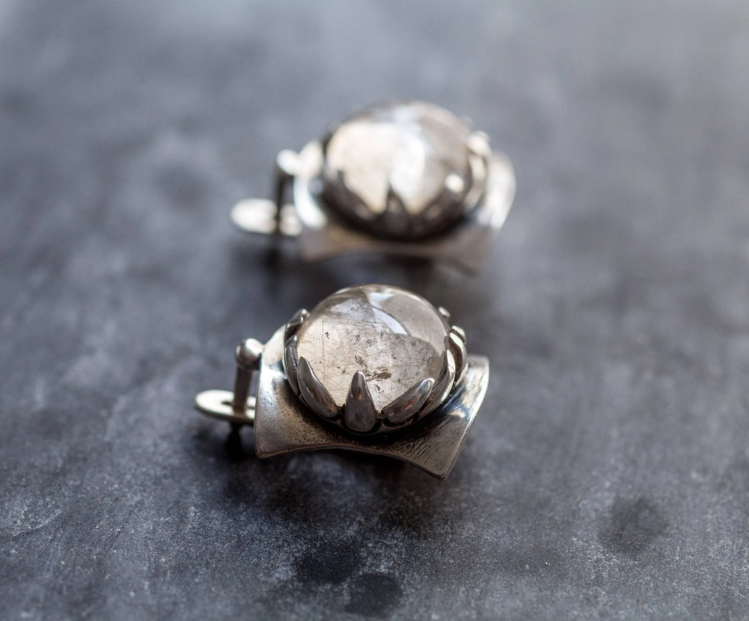 Quartz Earrings - Golden Quartz Earrings - Vintage Heavy Earrings