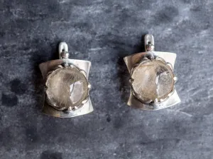 Quartz Earrings - Golden Quartz Earrings - Vintage Heavy Earrings