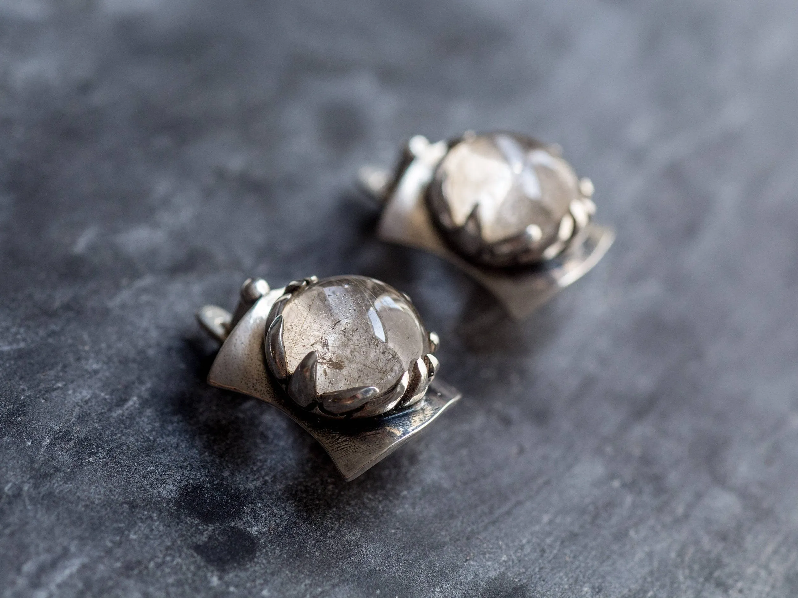 Quartz Earrings - Golden Quartz Earrings - Vintage Heavy Earrings