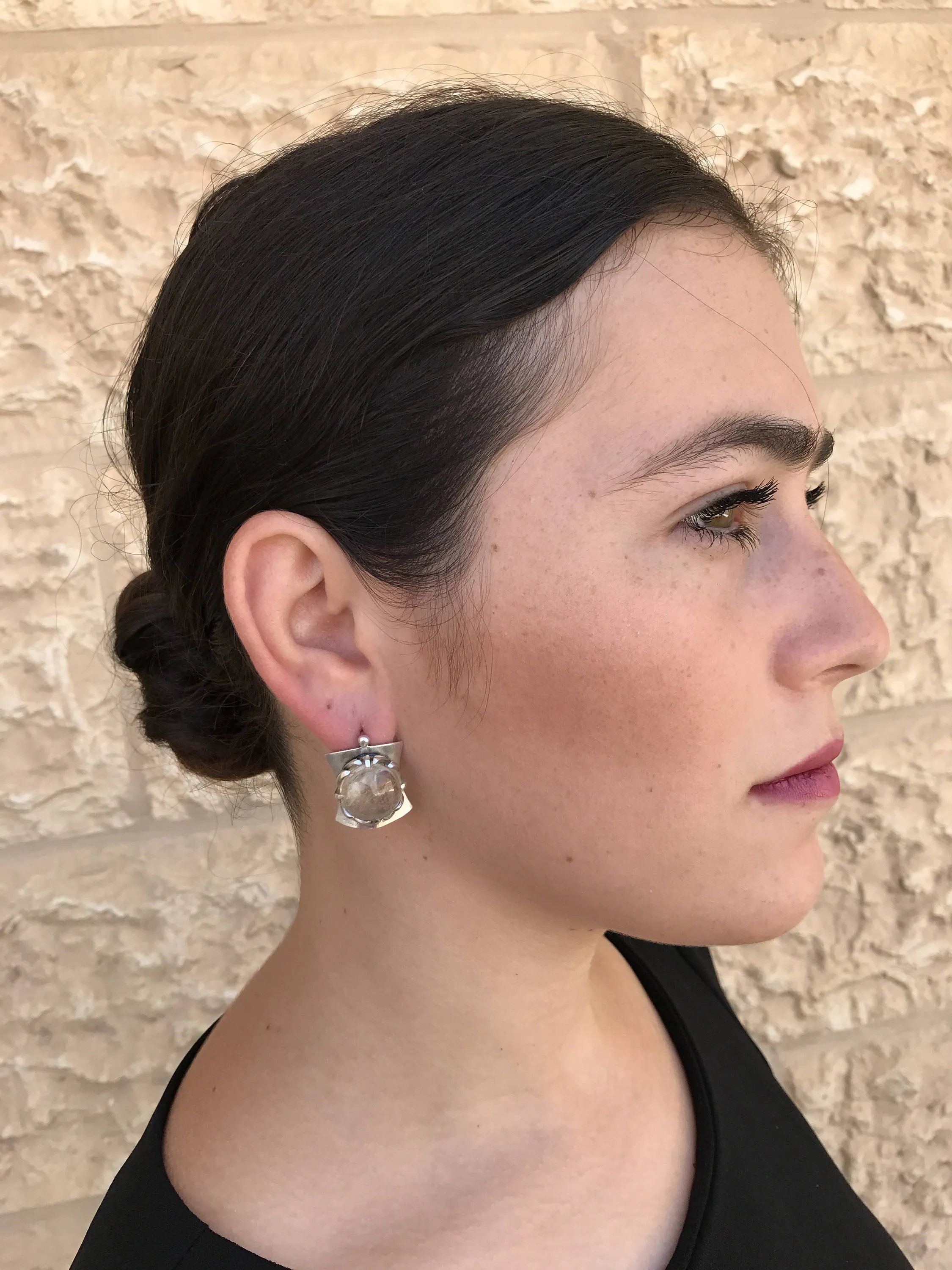 Quartz Earrings - Golden Quartz Earrings - Vintage Heavy Earrings