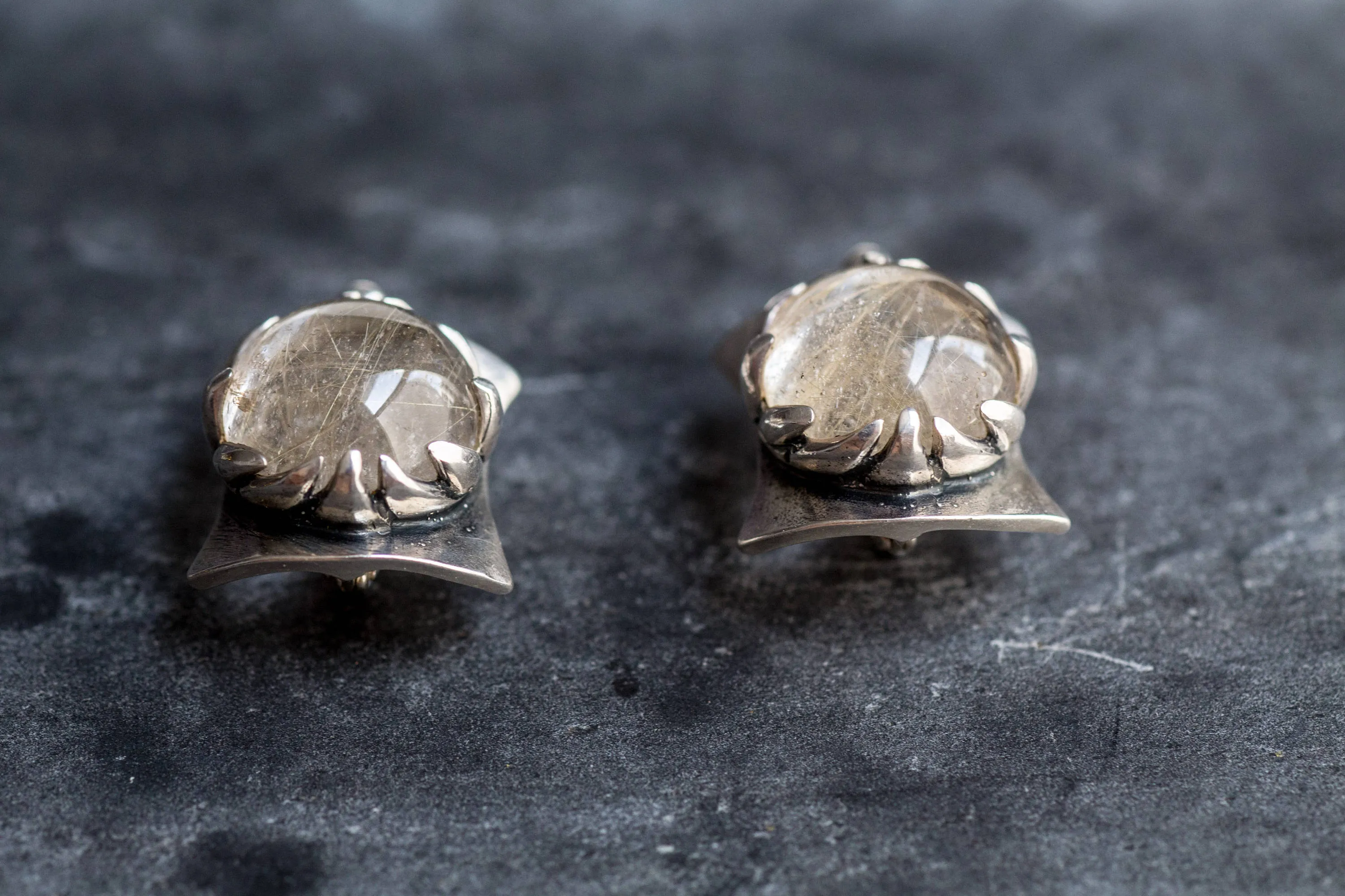 Quartz Earrings - Golden Quartz Earrings - Vintage Heavy Earrings