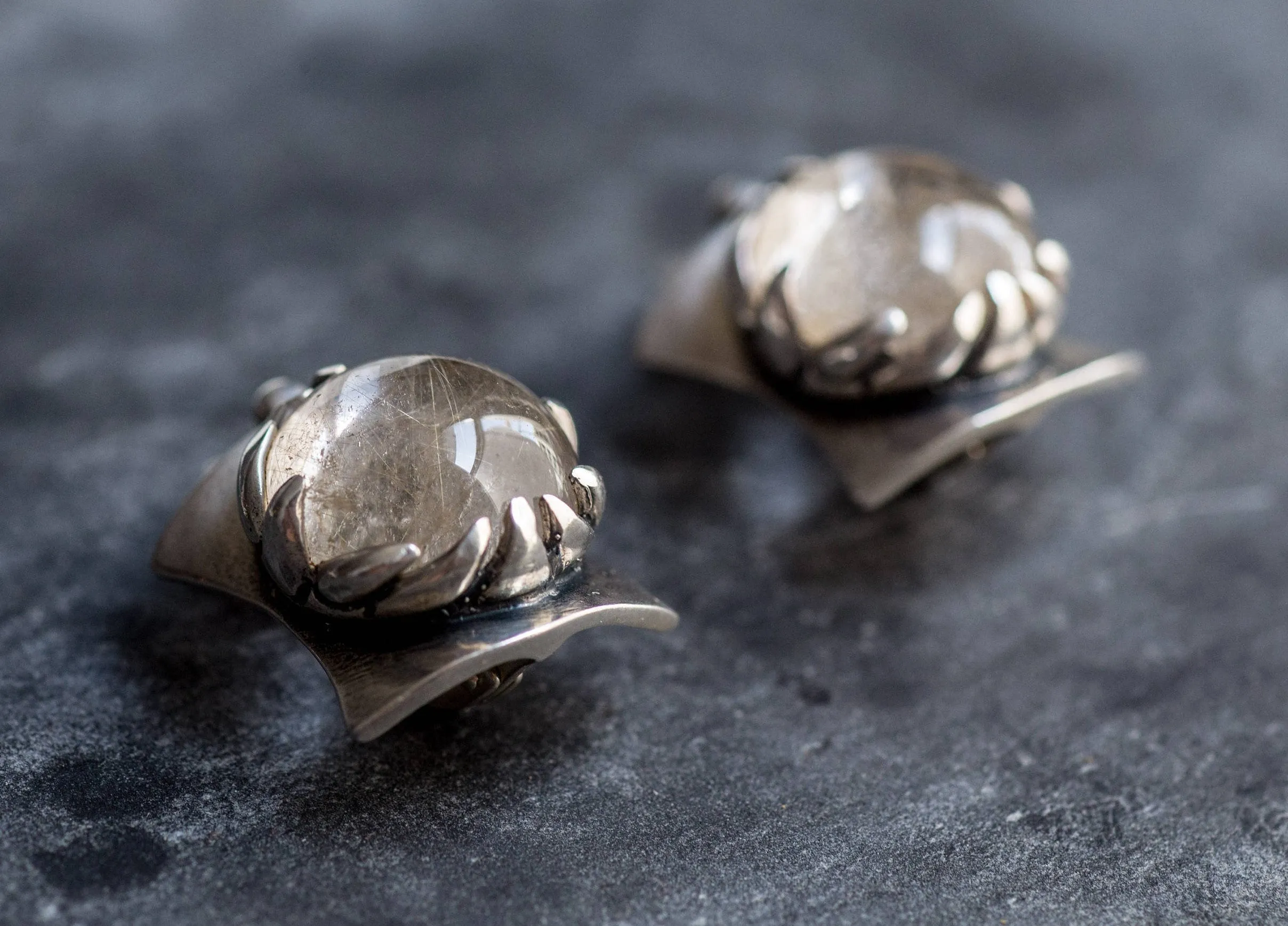 Quartz Earrings - Golden Quartz Earrings - Vintage Heavy Earrings