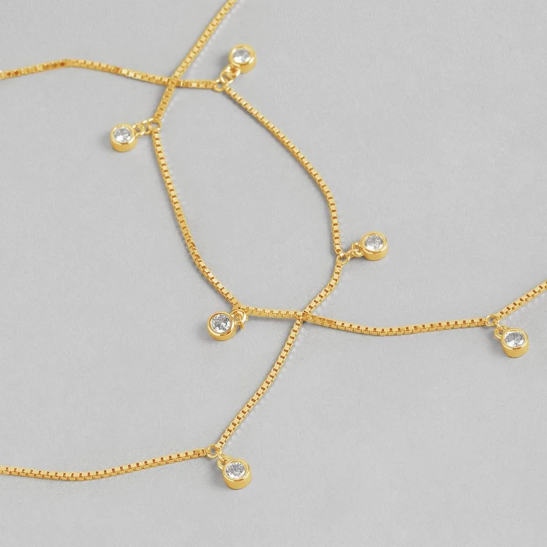 Radiant 925 Sterling Silver Gold Plated Anklet with Elegant Drops