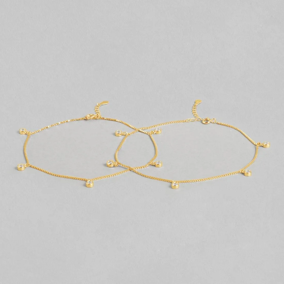 Radiant 925 Sterling Silver Gold Plated Anklet with Elegant Drops