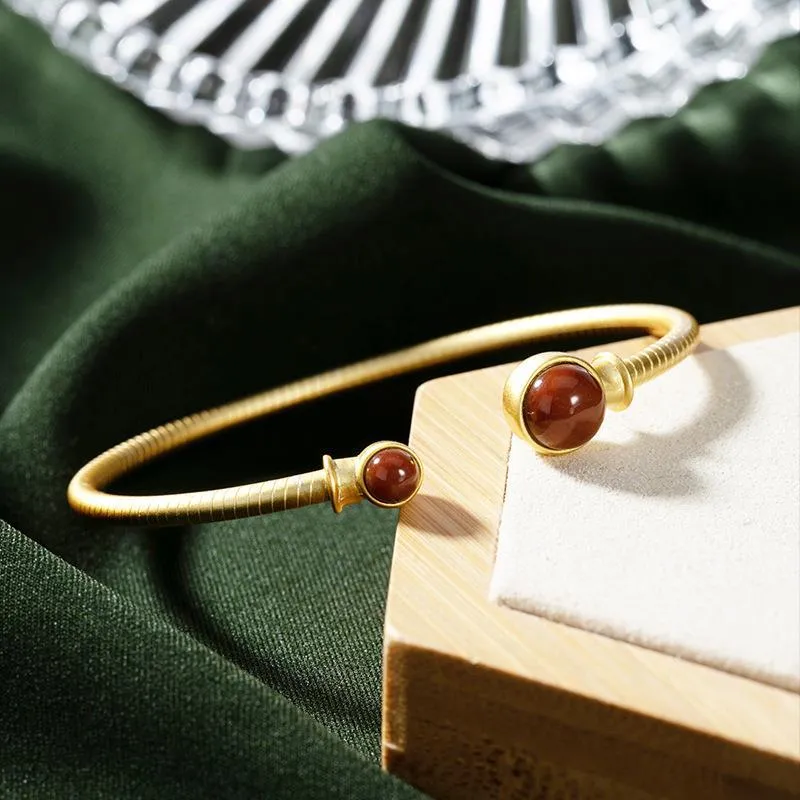 Red Coral Beads Chinese Style Gilding Bracelet
