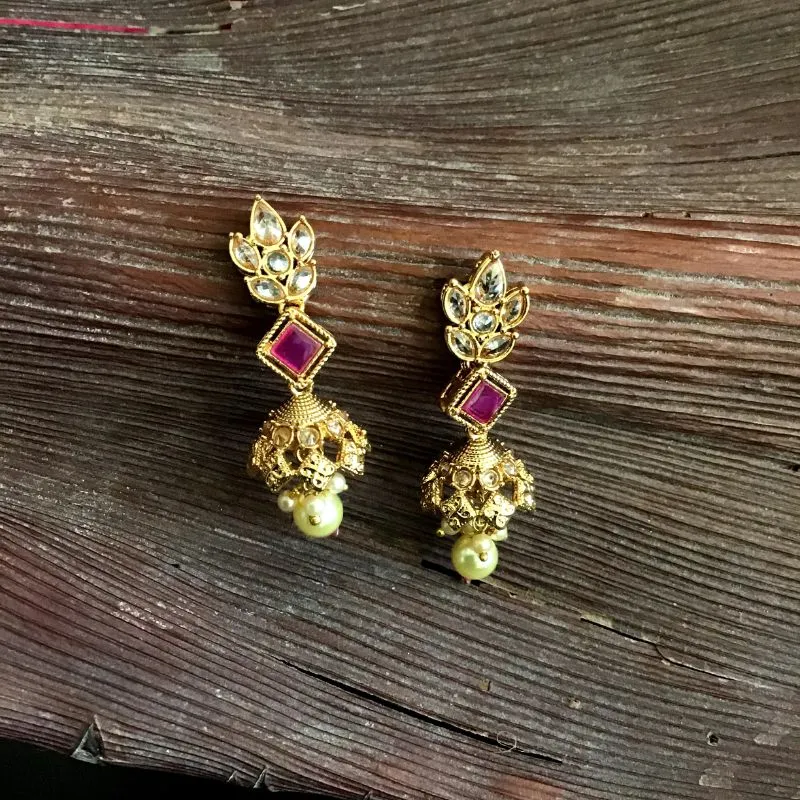 Ruby Gold Look Necklace Set 9473-4314