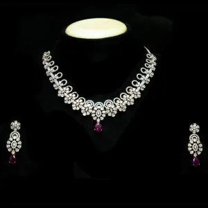 Ruby Zircon/AD Necklace Set