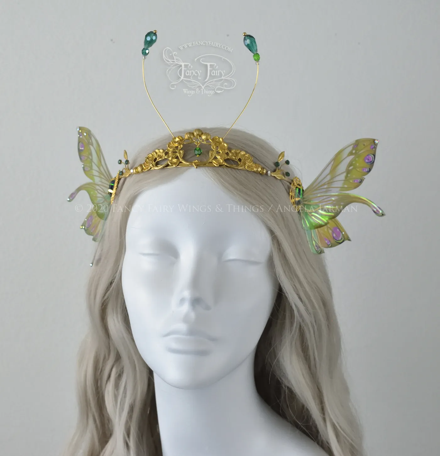 'Salome' Green Fairy Tiara in Brass