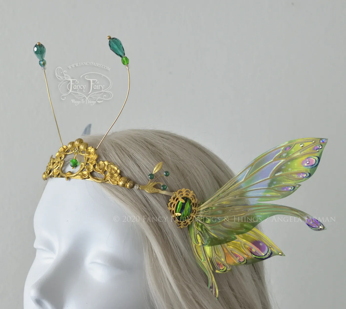 'Salome' Green Fairy Tiara in Brass