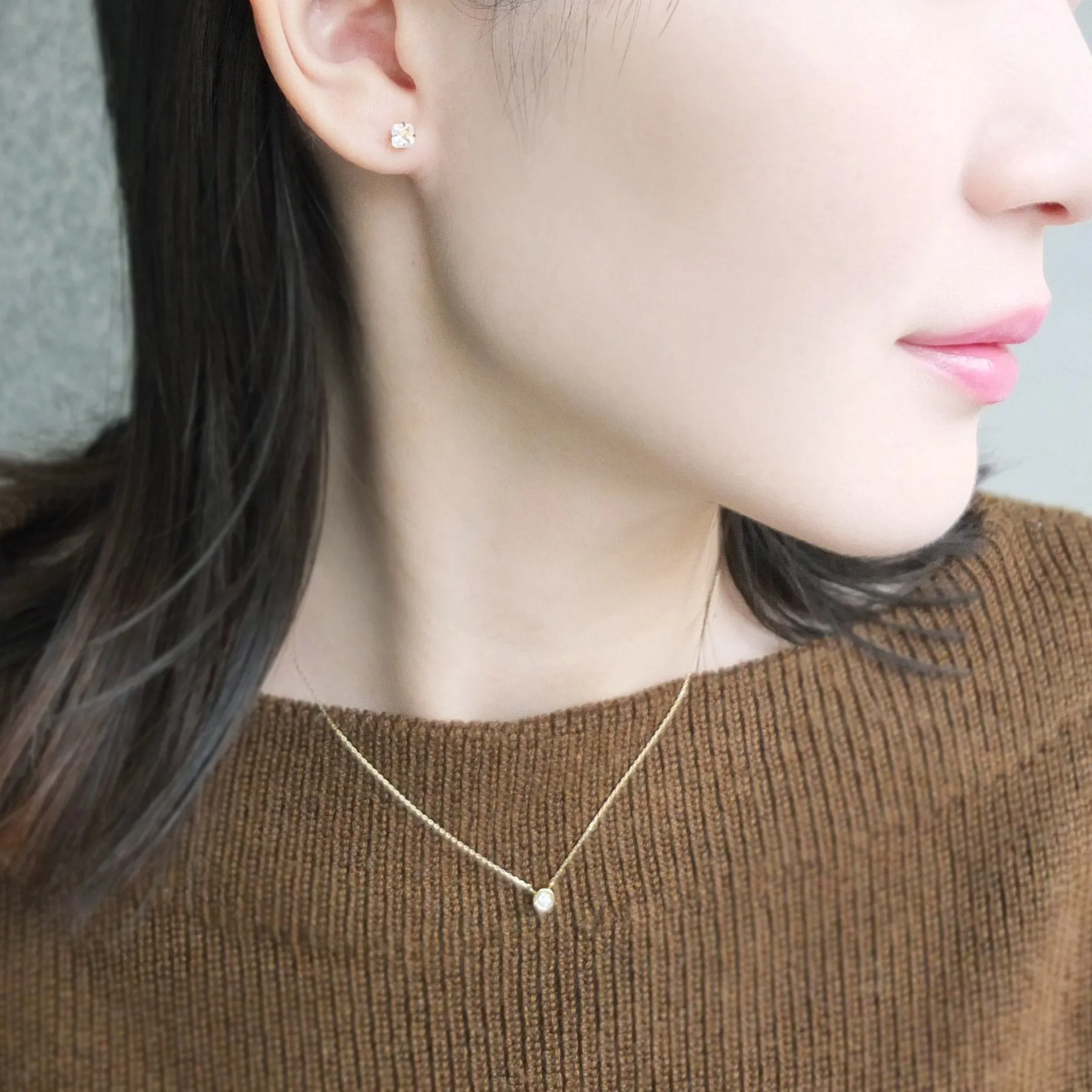 [Second Earrings] 18K Yellow Gold Rose Quartz Earrings