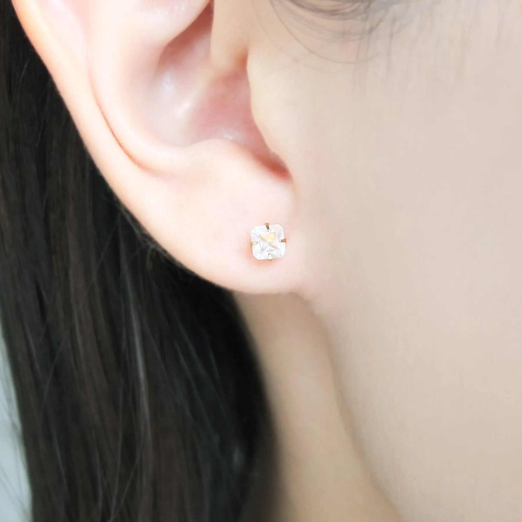 [Second Earrings] 18K Yellow Gold Rose Quartz Earrings