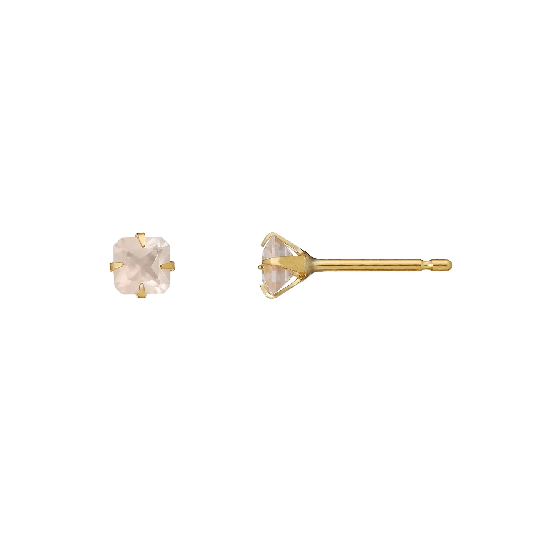 [Second Earrings] 18K Yellow Gold Rose Quartz Earrings