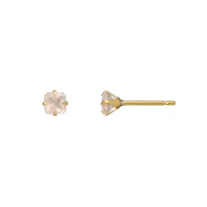 [Second Earrings] 18K Yellow Gold Rose Quartz Earrings