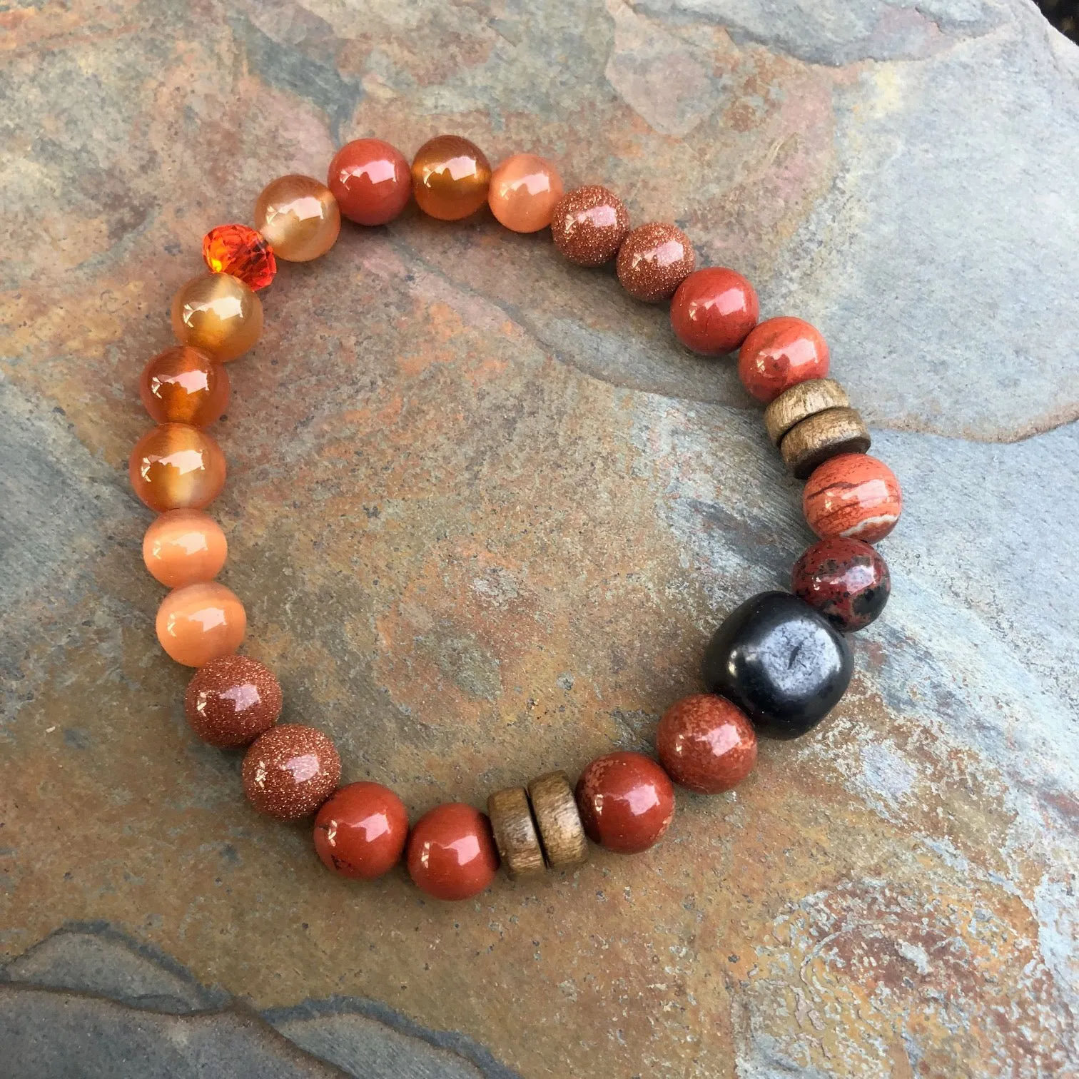 Shungite Amplified SACRAL Chakra Bracelet ~ medium  ~ [#20]