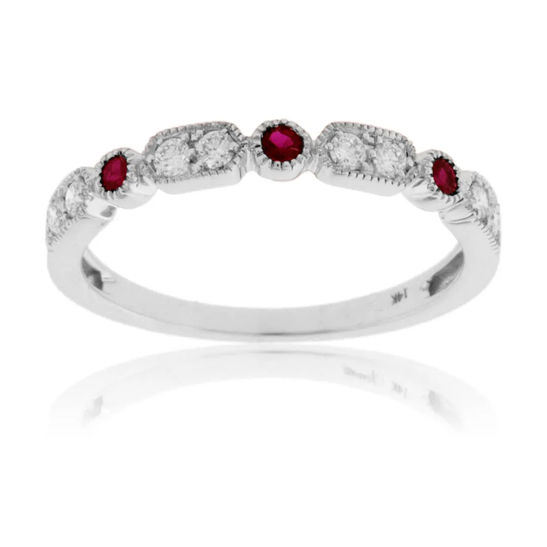 Stackable Ruby and Round Diamond Band