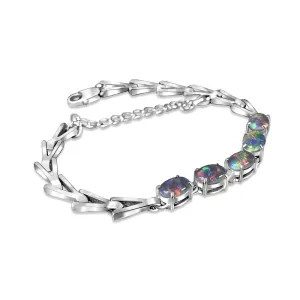Sterling Silver 5 Opal triplet 8x6mm bracelet triangle design bracelet