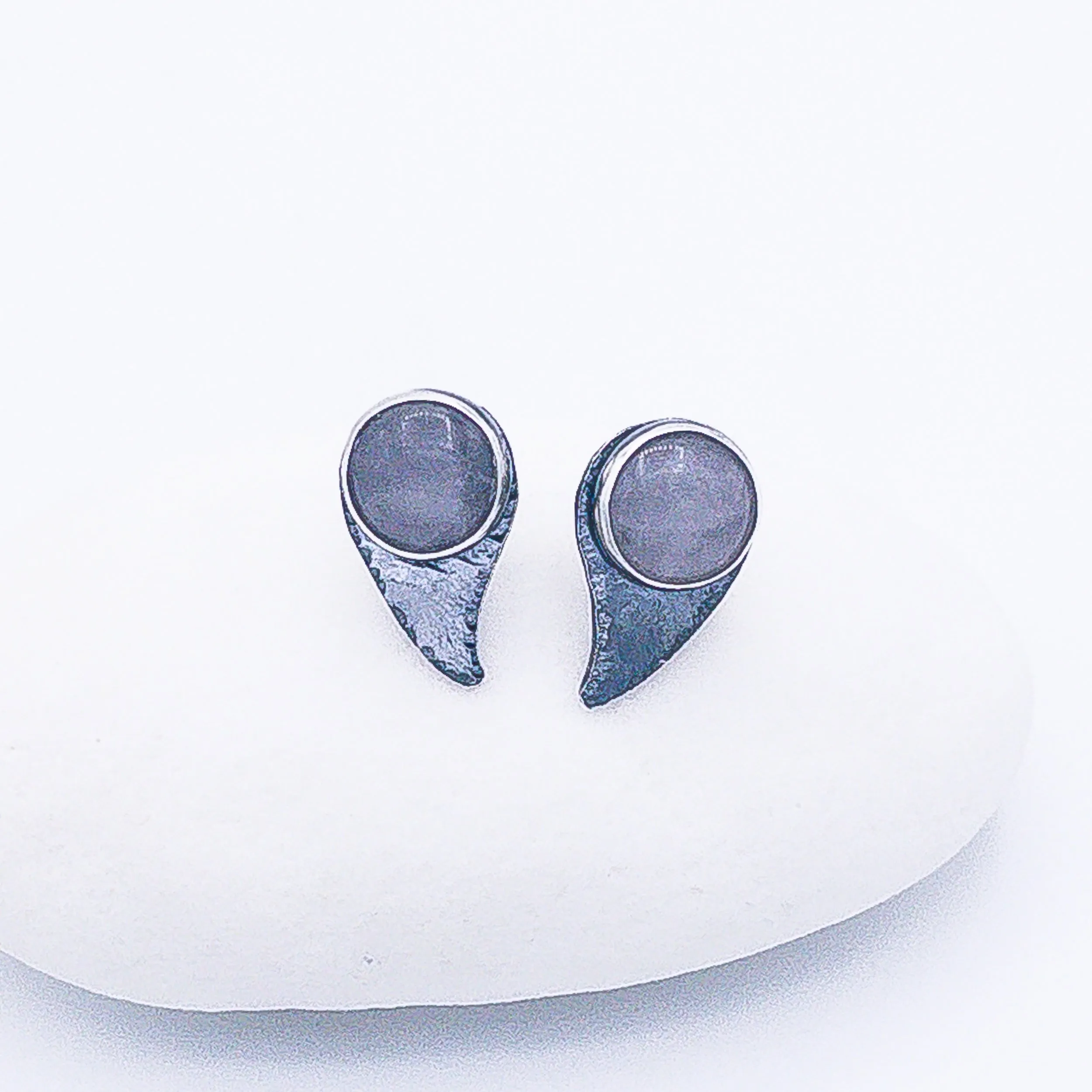 Sterling Silver Rain Drop Post Earrings - Rose Quartz Earrings