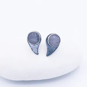 Sterling Silver Rain Drop Post Earrings - Rose Quartz Earrings