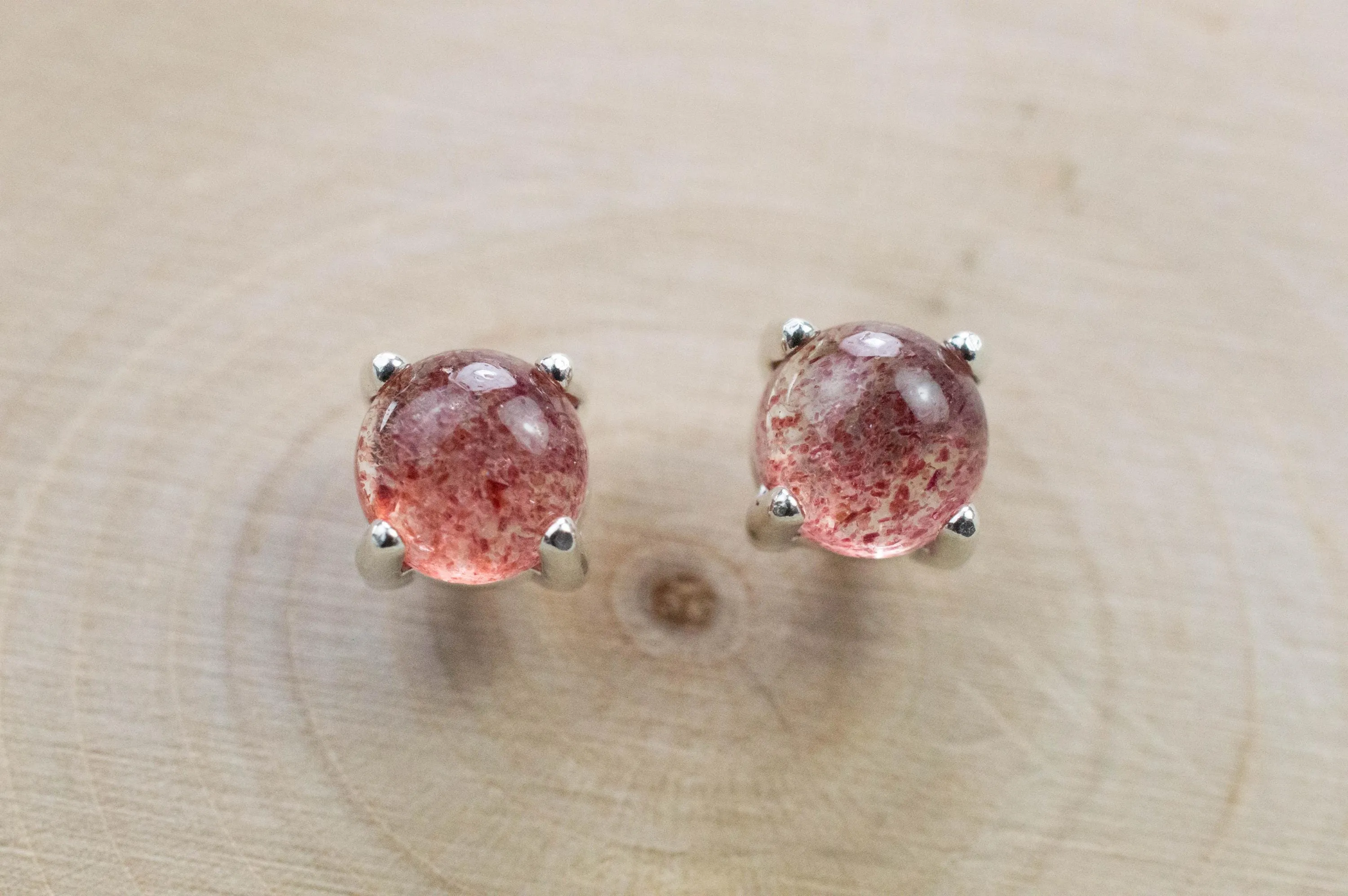 Strawberry Quartz Earrings; Genuine Untreated Quartz; 1.725cts