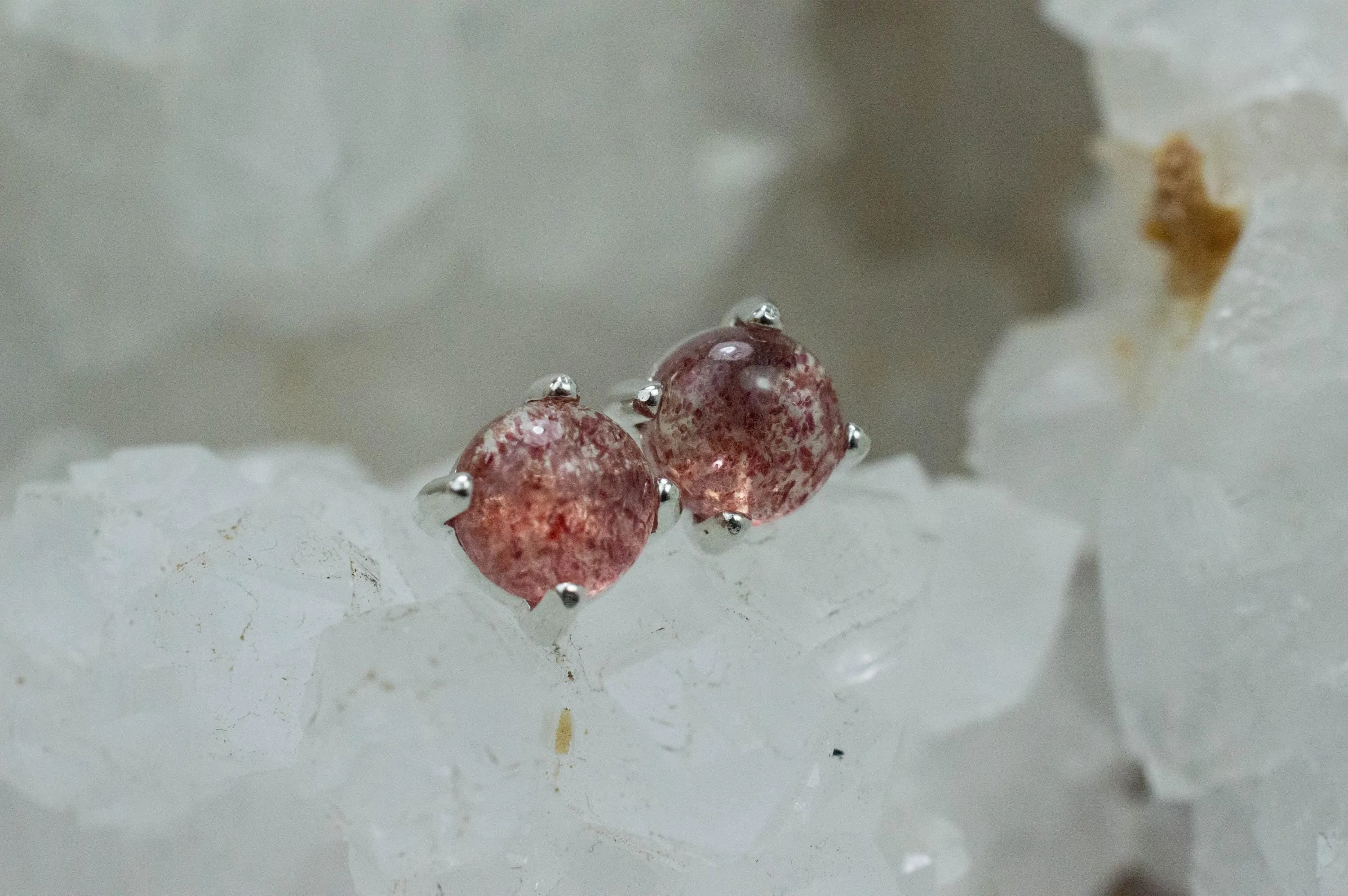 Strawberry Quartz Earrings; Genuine Untreated Quartz; 1.725cts