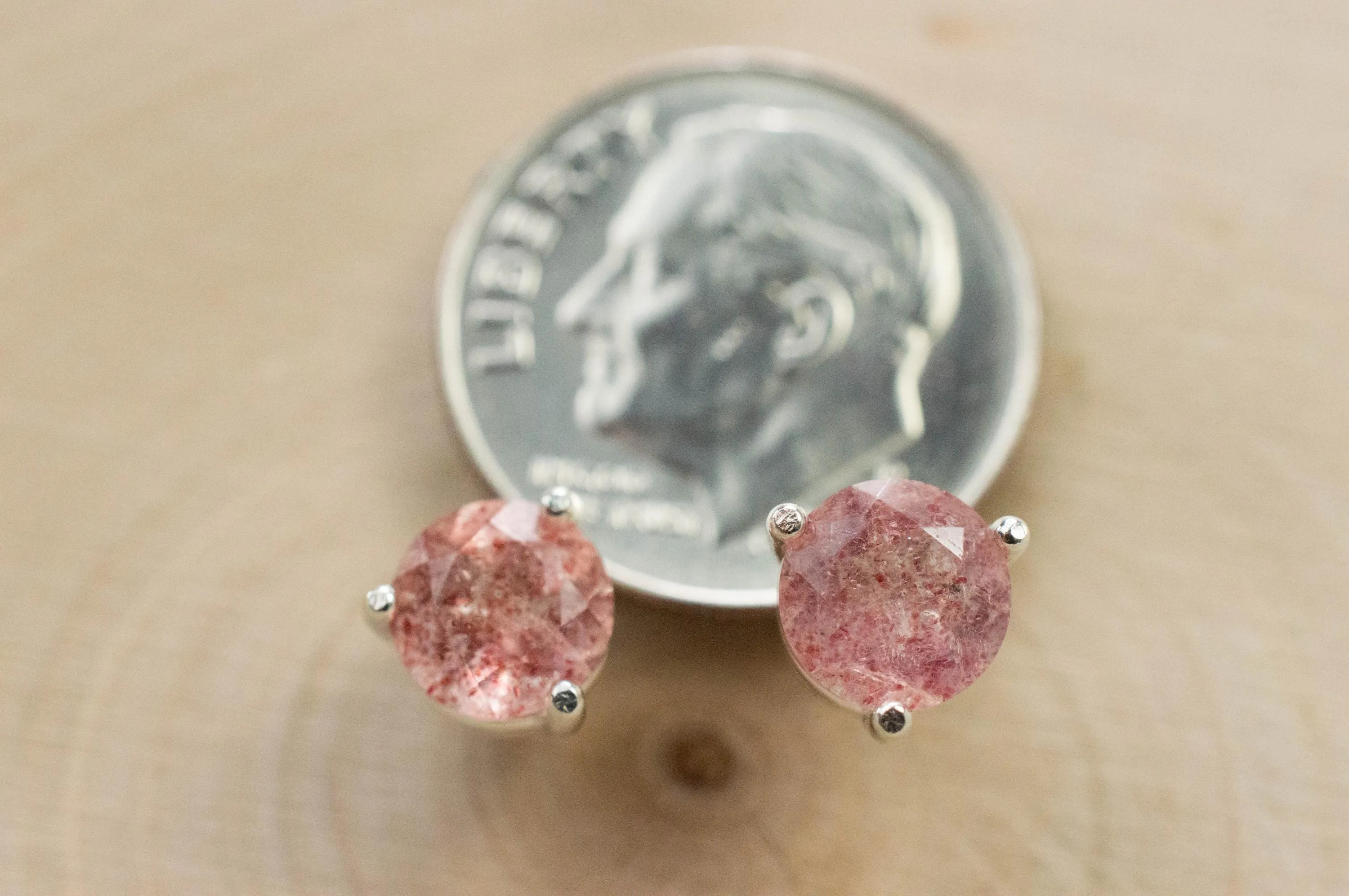 Strawberry Quartz Earrings; Genuine Untreated Quartz; 1.745cts