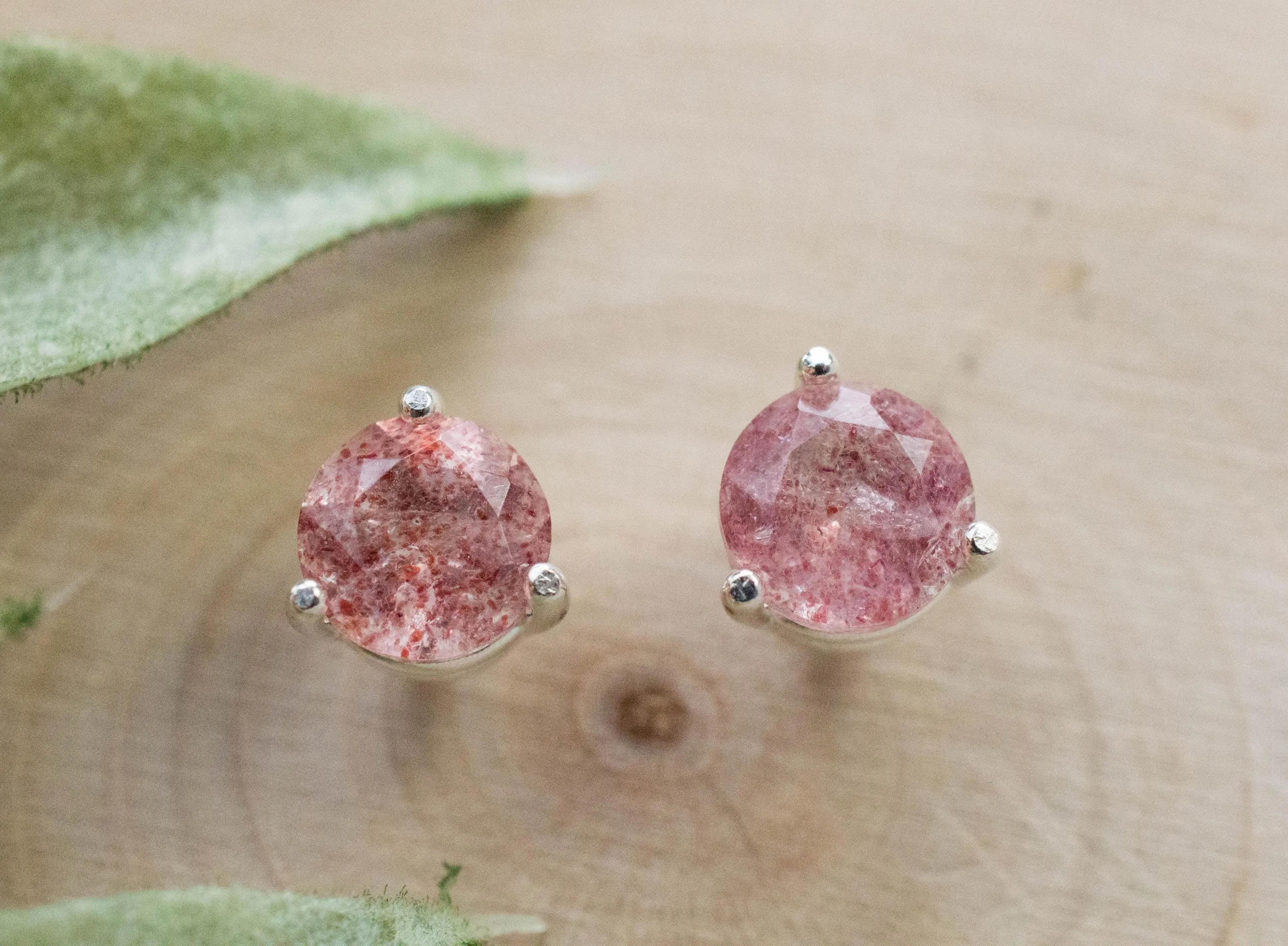 Strawberry Quartz Earrings; Genuine Untreated Quartz; 1.745cts