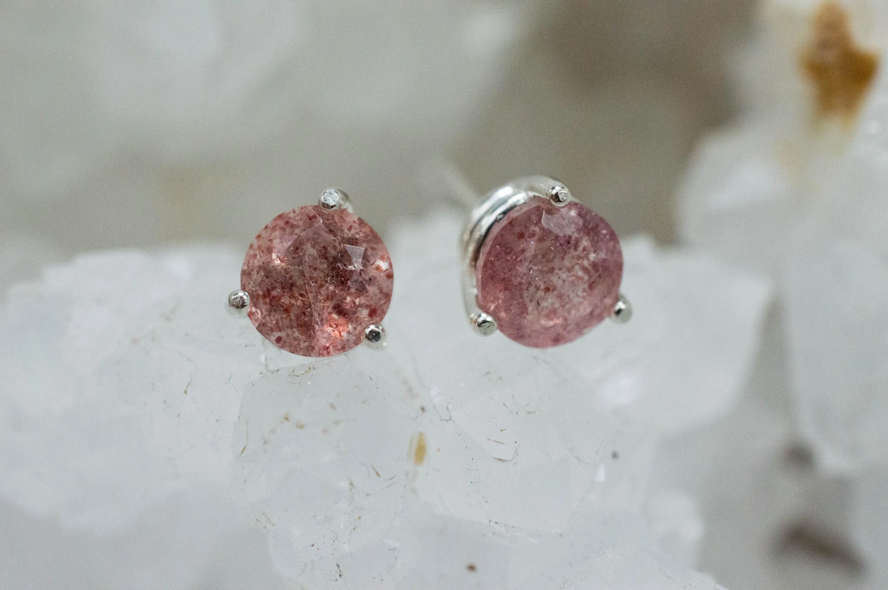 Strawberry Quartz Earrings; Genuine Untreated Quartz; 1.745cts