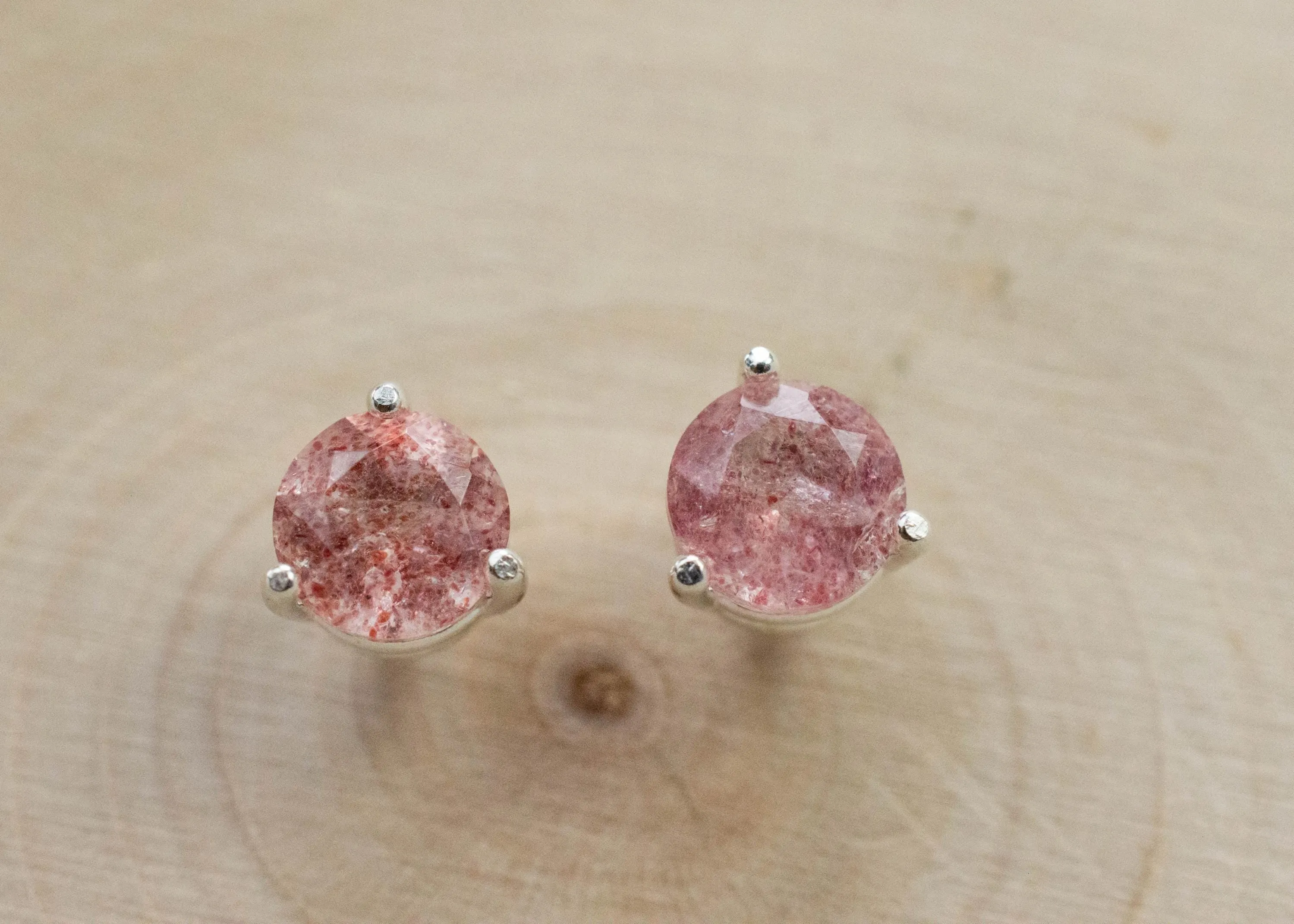 Strawberry Quartz Earrings; Genuine Untreated Quartz; 1.745cts