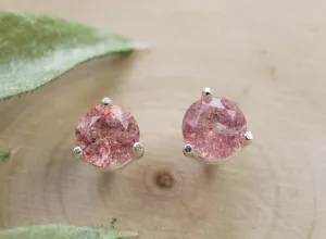 Strawberry Quartz Earrings; Genuine Untreated Quartz; 1.745cts