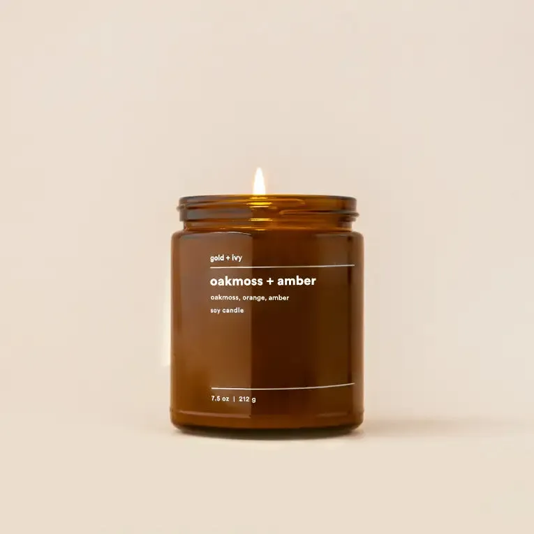 The Gold   Ivy Soy Candle - Oakmoss   Amber